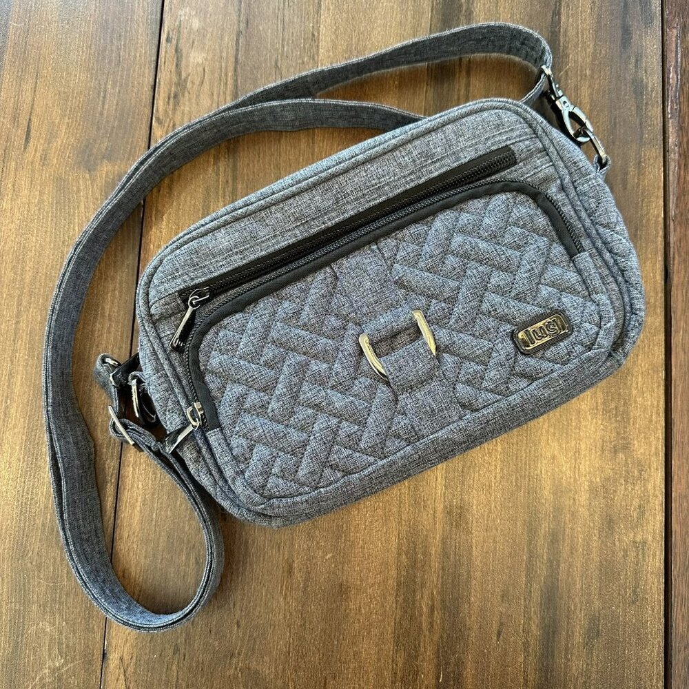 Lug Carousel Gray Quilted Crossbody Bag RFID Blocking Travel Handbag